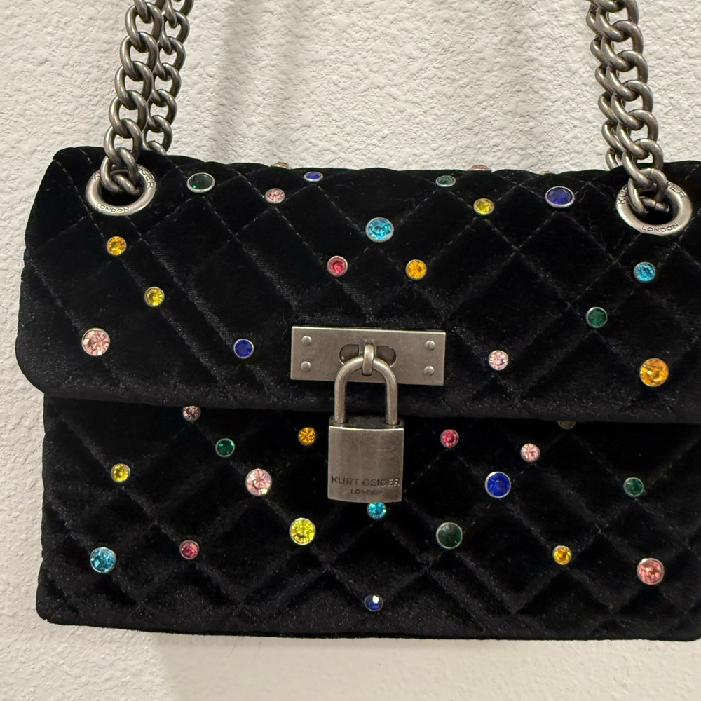 Kurt Geiger London Brixton Velvet Crystal Bag